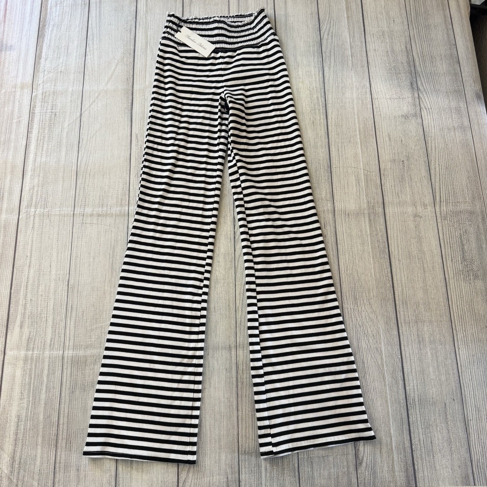 Frankies Bikinis Bambi Cotton‎ Rib Flare Pants Striped XS NWT Boho Women's Sexy